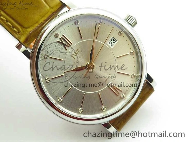 MIROTIME 0127 Durable Portofino 37mm SS V7F 1:1 Best Edition White Dial on Light Brown Leather Strap A 7092